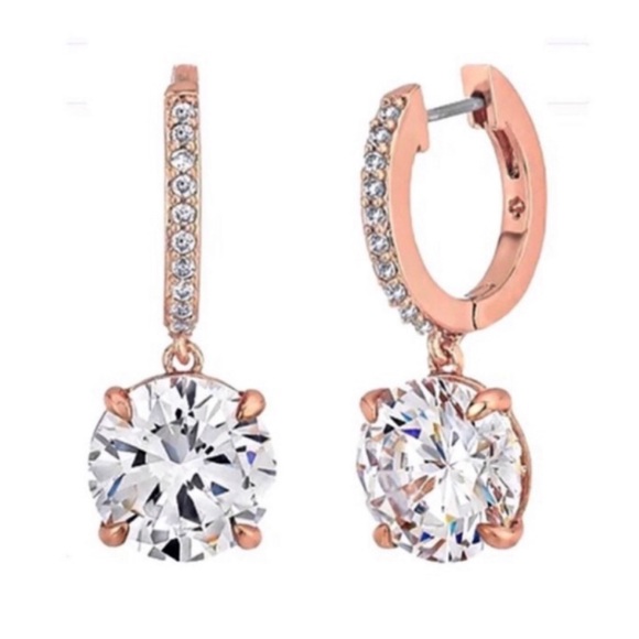 π Kate Spade β οΈ New York Bright Ideas Rose Gold Crystal Hoop Earrings NWT New!